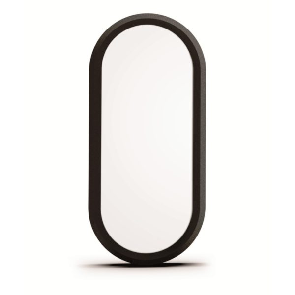 LED NEMLIYER OVAL TAVAN GLOP 12W SIYAH (4000K) IP65